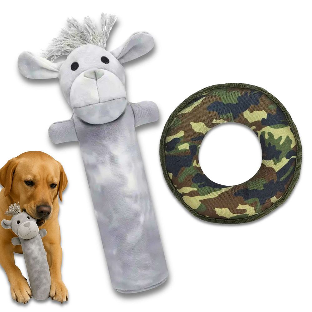 Durable Cotton Canvas Squeaky Dog Toy 2-Pack Labby-Do & Green Camo ...