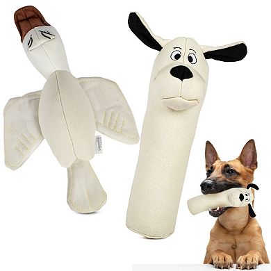 Pata Pal Durable, Cotton Canvas, Pet Chew Toy 2pc Set (Ducky & Dawgy)