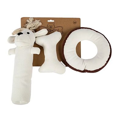 Pata Pal 3pc Sustainable Dog Chew Toy Set - Harry, T-Bone & Donut (Safe for Pets & Kids)