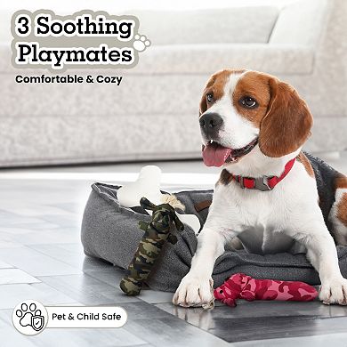 Durable Cotton Canvas, Pet Chew Toy 3pc Set (Sarg, T-Bone, & Pinky) From Pata Pal Pet Toys