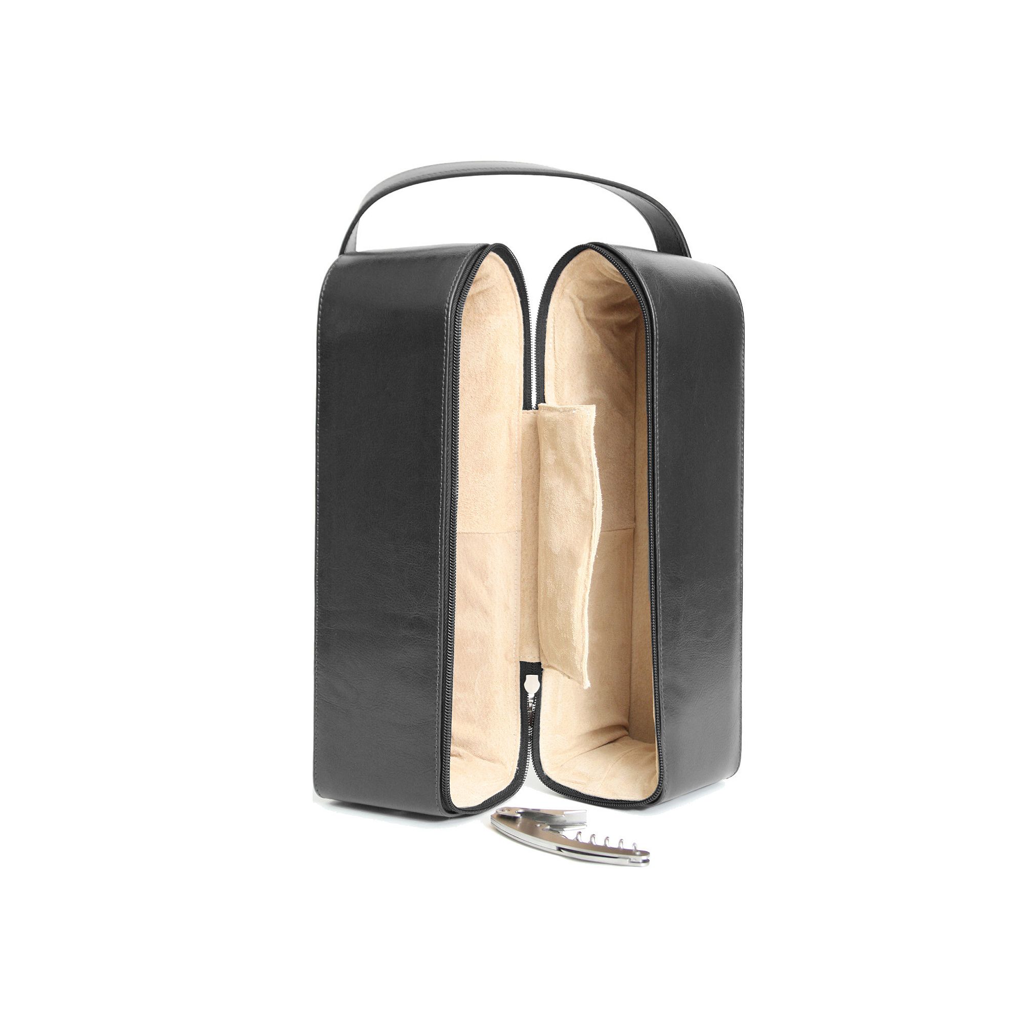 Royce Leather Double Wine Presentation Case, Black