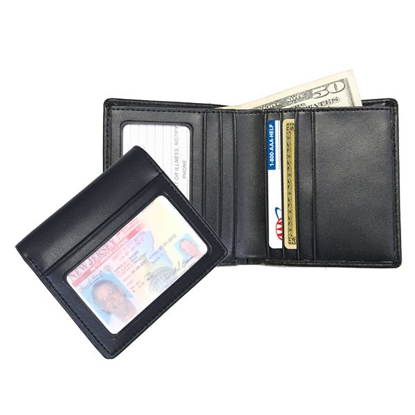 Leather Wallets Bifold for Men with 2 ID Windwows, Men'S