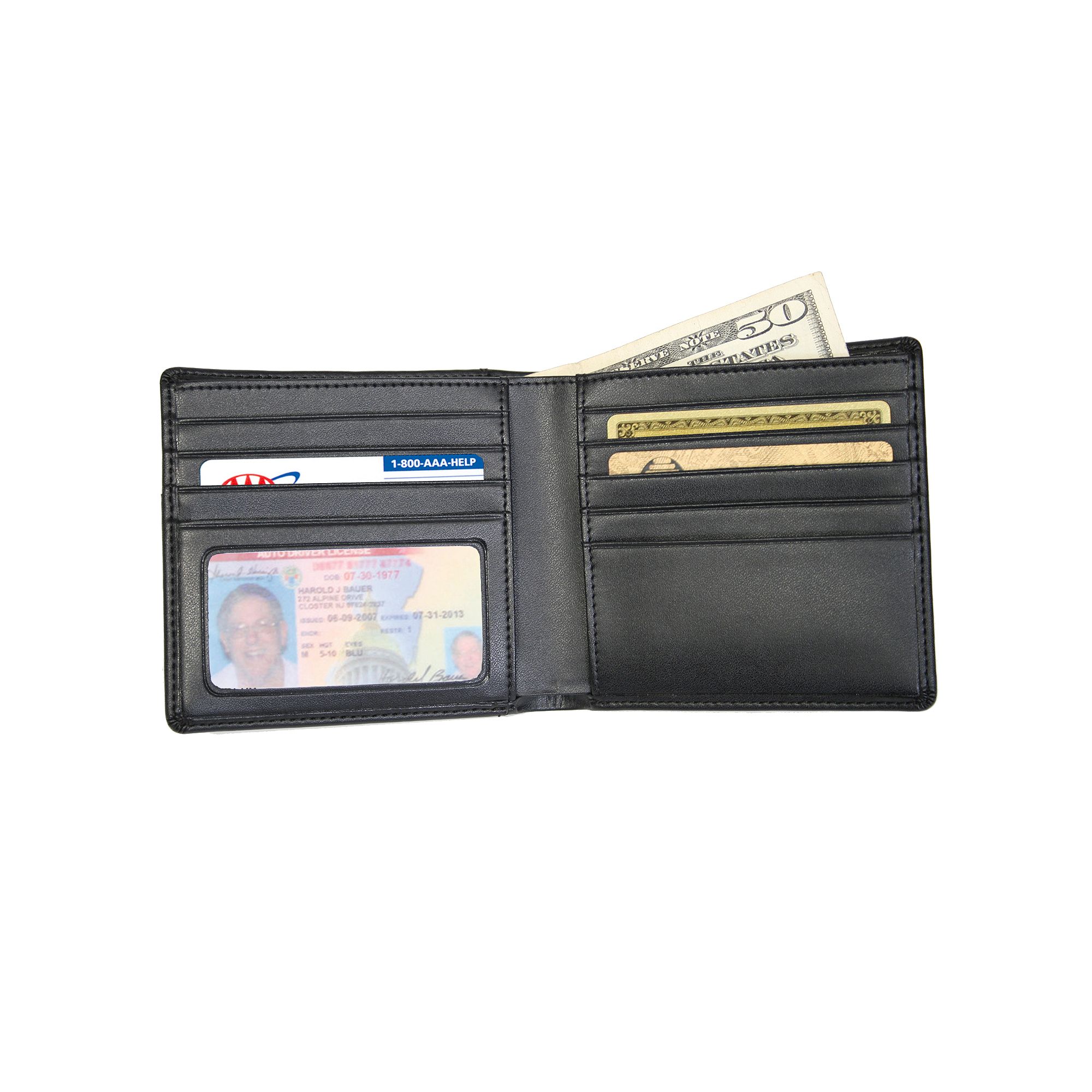 Royce Leather Double ID Hipster Wallet, Black