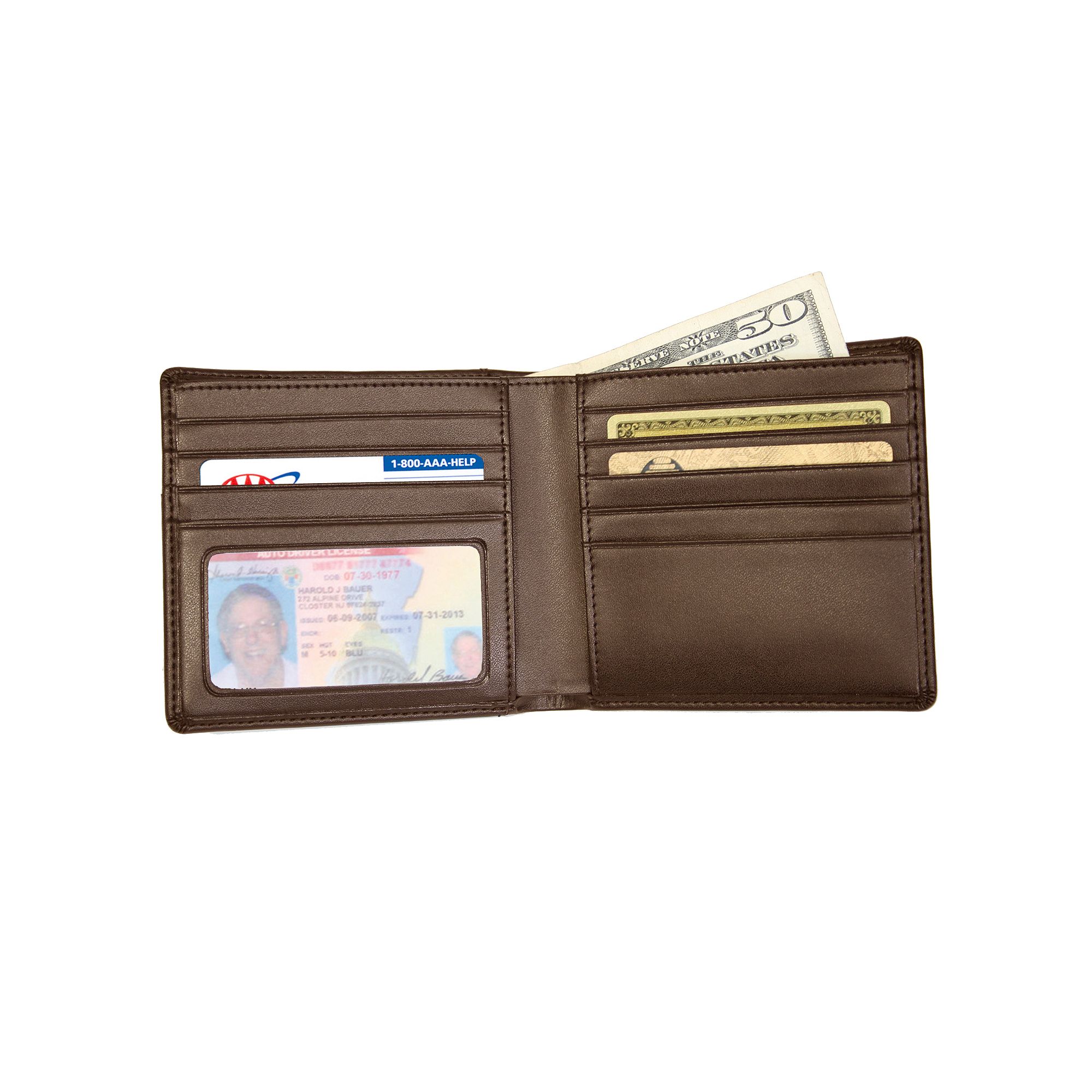 Royce Leather Double ID Hipster Wallet, Brown
