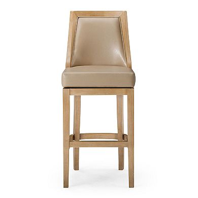 Maven Lane Vienna Bar Stool In Weathered Oak Finish, Avanti Bone, Set Of 4
