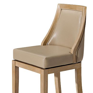 Maven Lane Vienna Bar Stool In Weathered Oak Finish, Avanti Bone, Set Of 4