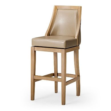 Maven Lane Vienna Bar Stool In Weathered Oak Finish, Avanti Bone, Set Of 4