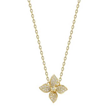 Sunkissed Sterling 14k Gold Over Silver Cubic Zirconia Clover Necklace