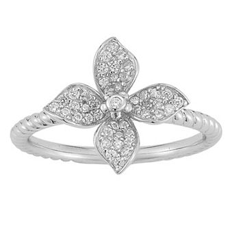 Sunkissed Sterling 14k Gold Over Silver Cubic Zirconia Clover Ring