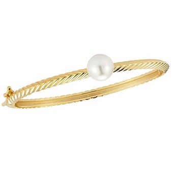Sunkissed Sterling 14k Gold Over Silver Freshwater Cultured Pearl Bangle Bracelet