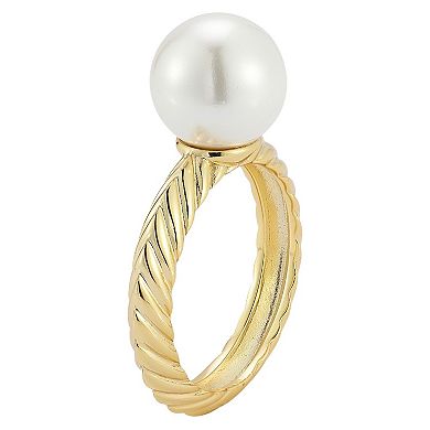Sunkissed Sterling 14k Gold Over Silver Freshwater Cultured Pearl Ring