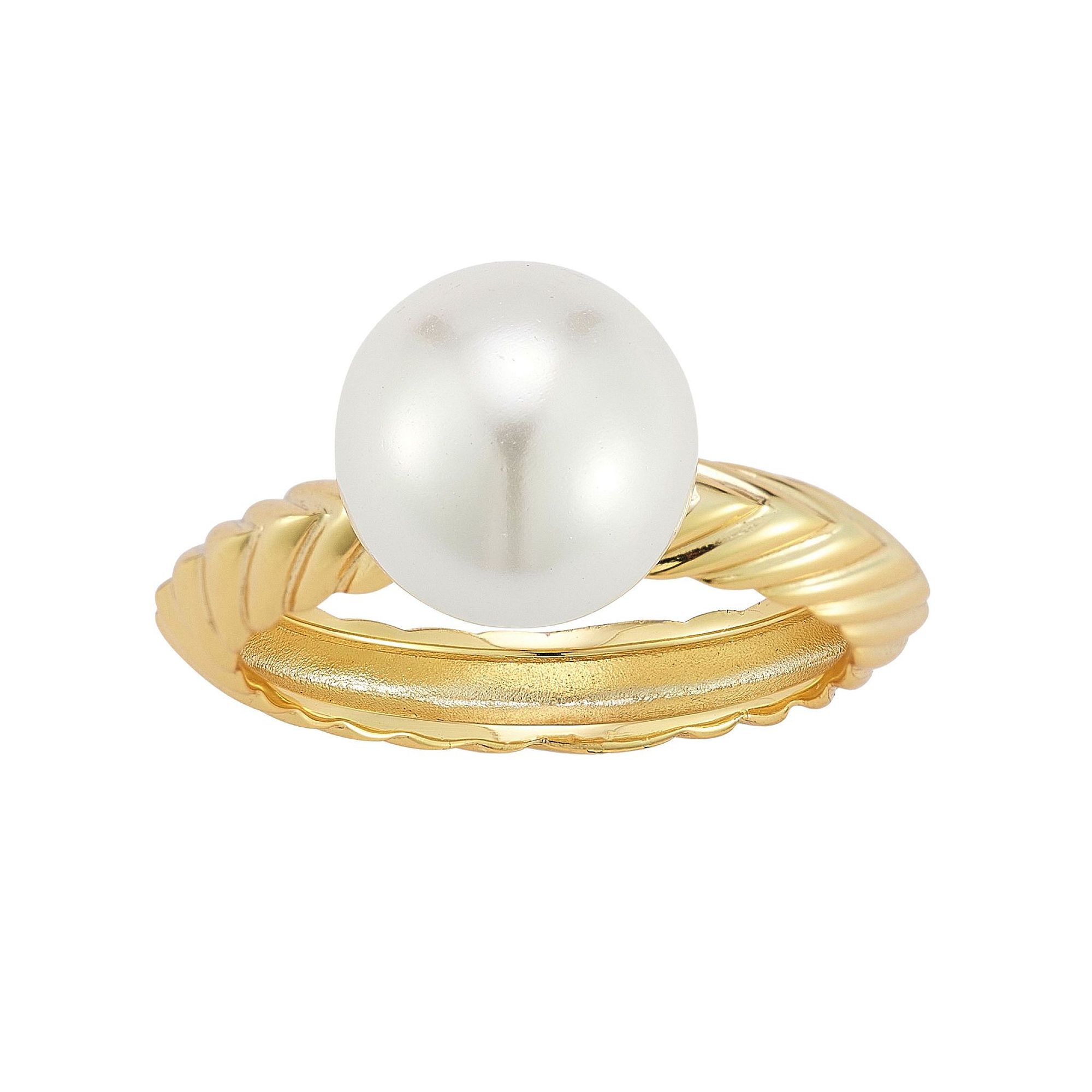 Sunkissed Sterling 14k Gold Over Silver Freshwater Cultured Pearl Ring, Wom