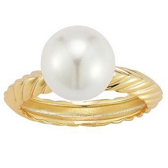 Sunkissed Sterling 14k Gold Over Silver Freshwater Cultured Pearl Ring