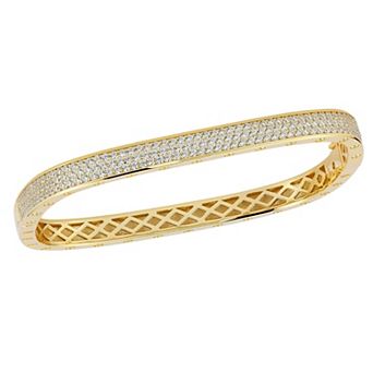 Sunkissed Sterling 14k Gold Over Silver Cubic Zirconia Pave Square Bangle Bracelet