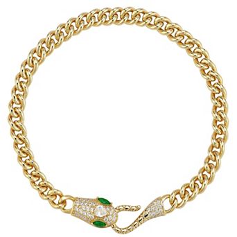 Sunkissed Sterling 14k Gold Over Silver Cubic Zirconia Snake Bracelet