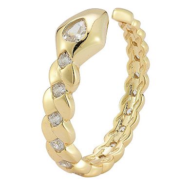 Sunkissed Sterling 14k Gold Over Silver Cubic Zirconia Snake Ring
