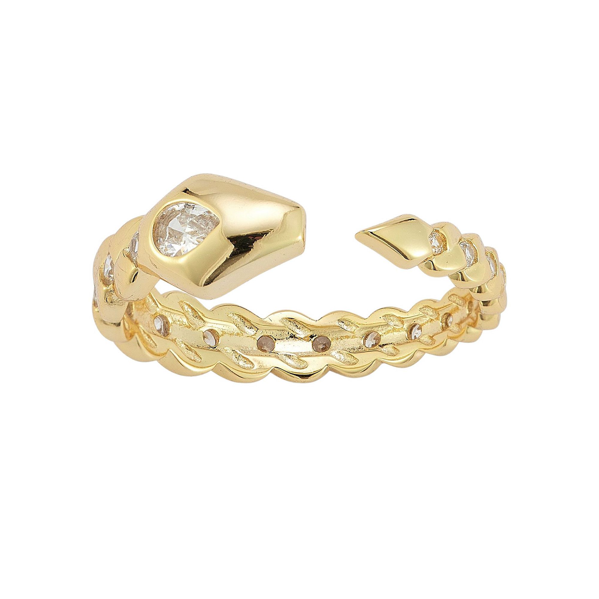 Sunkissed Sterling 14k Gold Over Silver Cubic Zirconia Snake Ring, Womens,
