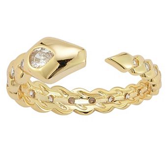 Sunkissed Sterling 14k Gold Over Silver Cubic Zirconia Snake Ring