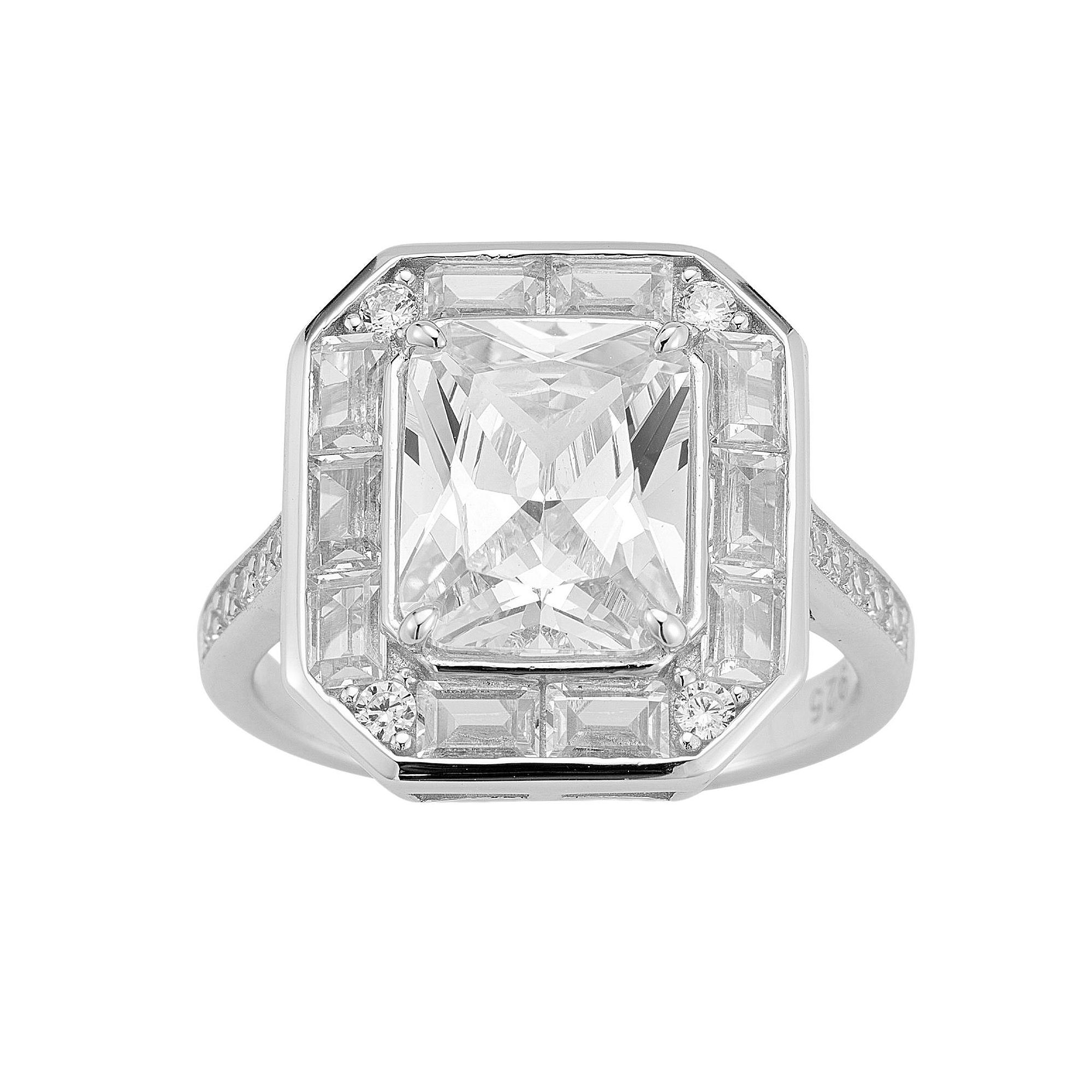 Sunkissed Sterling 14k Gold Over Silver Cubic Zirconia Halo Ring, Womens, 