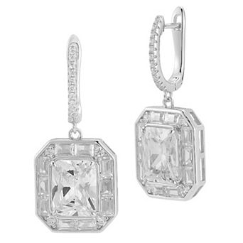 Sunkissed Sterling 14k Gold Over Silver Cubic Zirconia Halo Drop Earrings