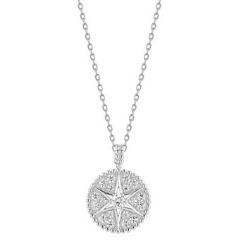 Sunkissed Sterling Sterling Silver Cubic Zirconia Starburst Medallion Pendant Necklace