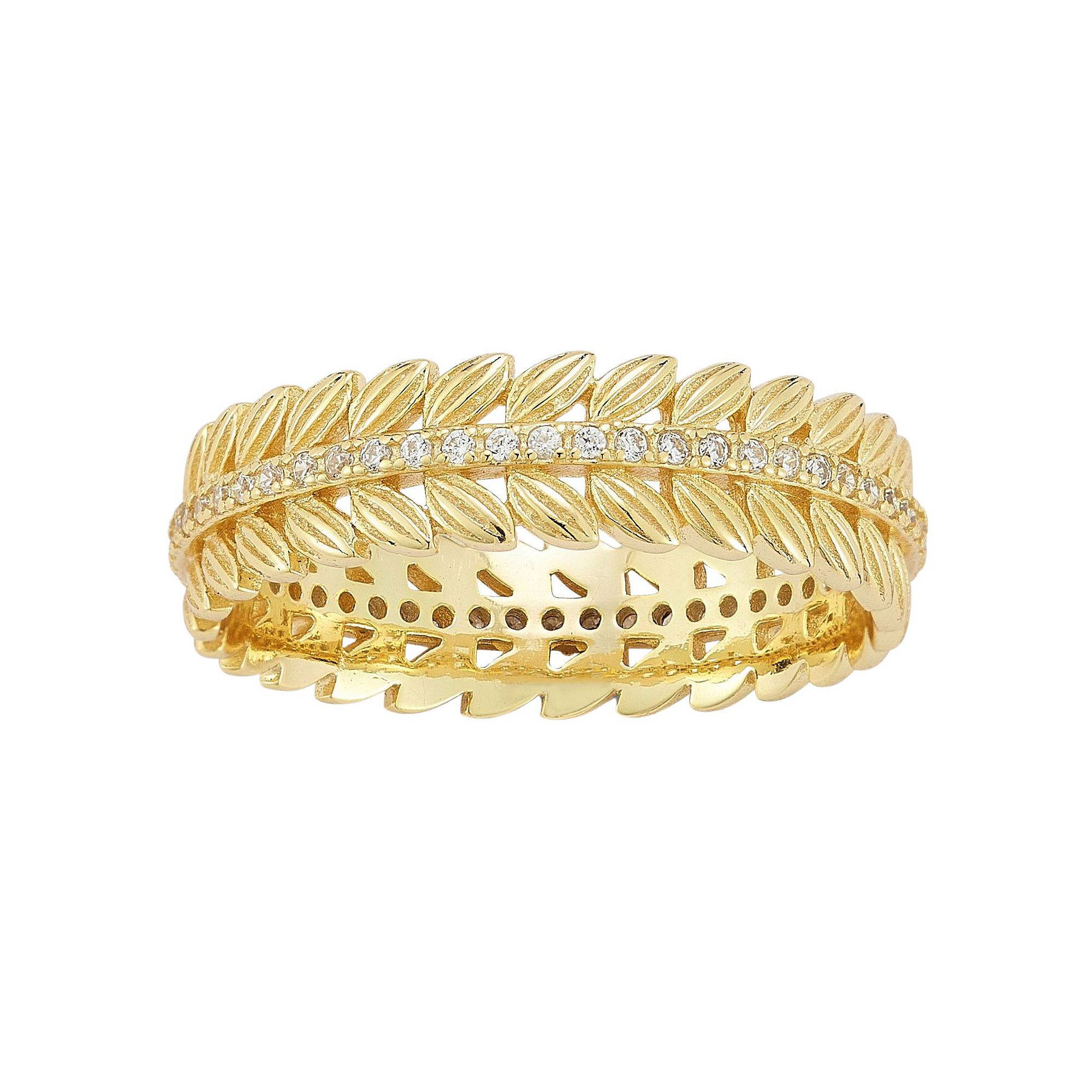Sunkissed Sterling 14k Gold Over Silver Cubic Zirconia Chevron Ring, Women