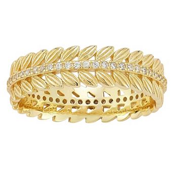 Sunkissed Sterling 14k Gold Over Silver Cubic Zirconia Chevron Ring