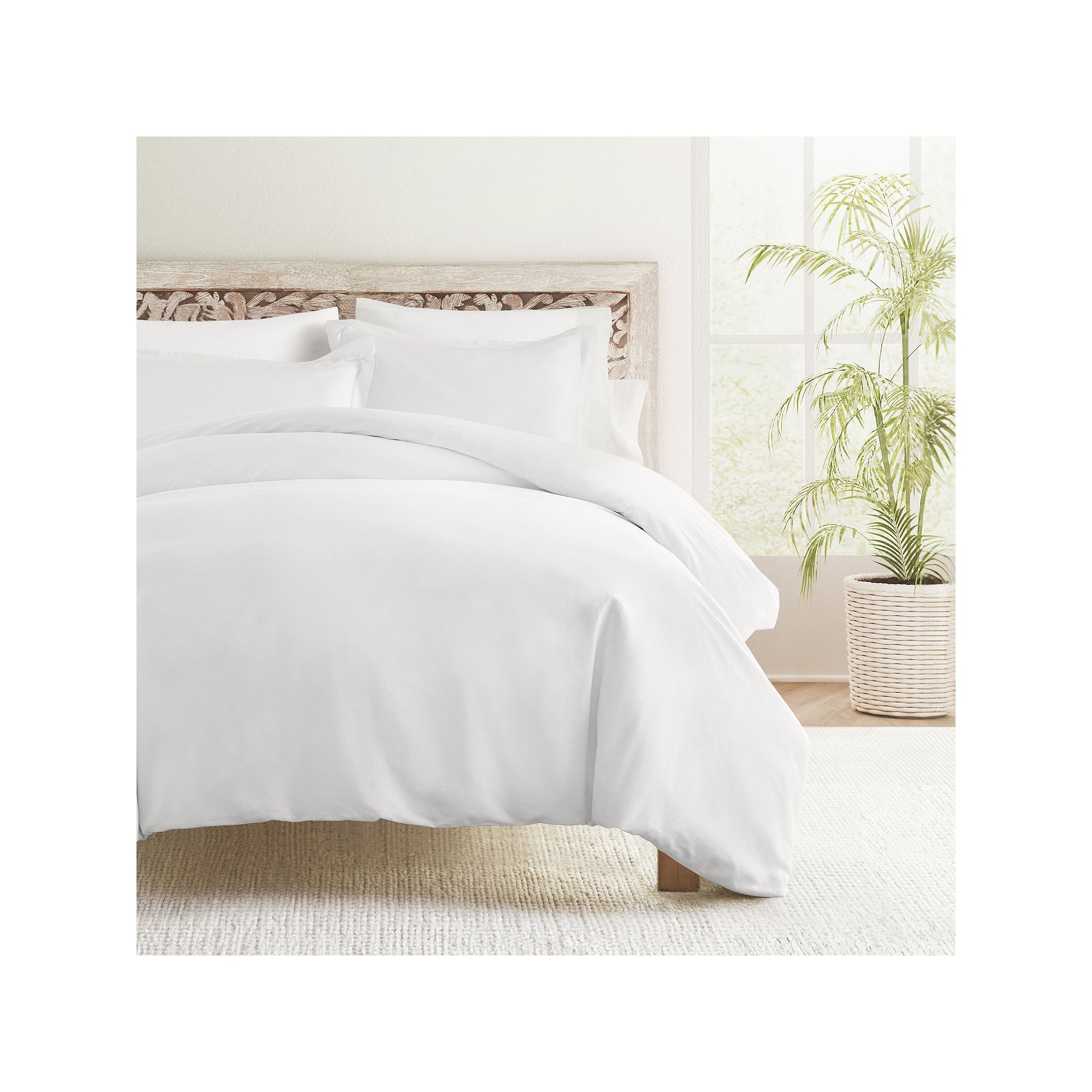 Home Collection Solid Cotton Duvet Cover Set, White