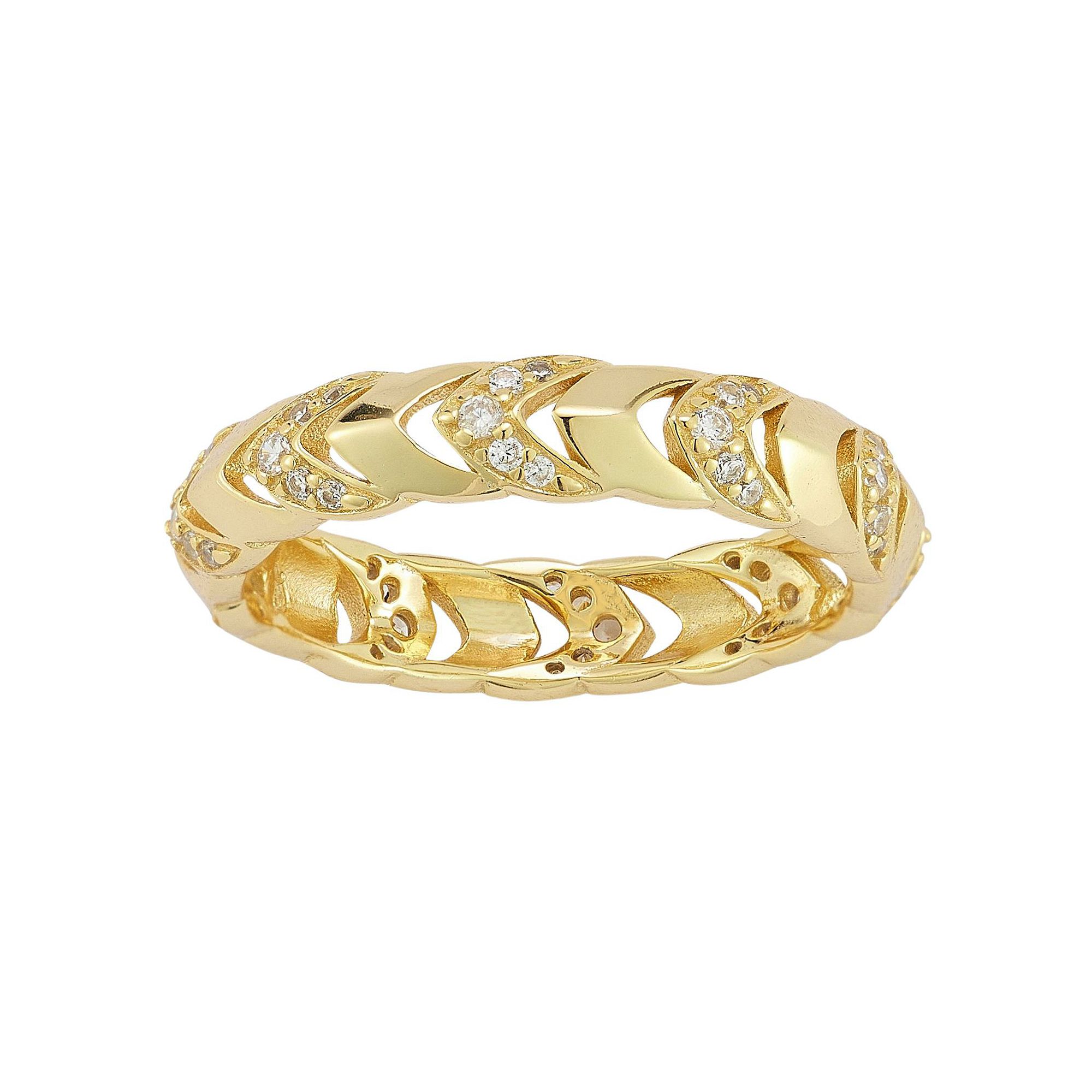 Sunkissed Sterling 14k Gold Over Silver Cubic Zirconia Band Ring, Womens, 