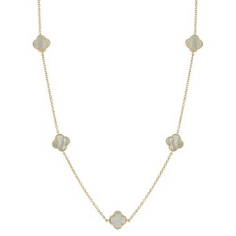 Sunkissed Sterling Sterling Silver Mother of Pearl Clover Station Necklace