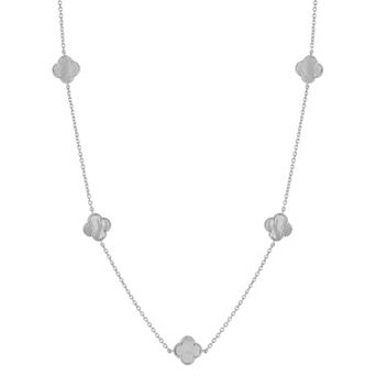 Sunkissed Sterling Sterling Silver Mother of Pearl Clover Station Necklace