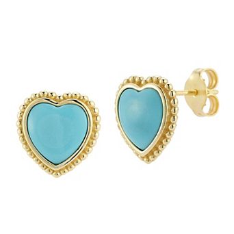 Sunkissed Sterling 14k Gold over Silver Stone Heart Stud Earrings