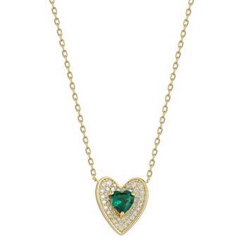 Sunkissed Sterling Sterling Silver White & Green Cubic Zirconia Heart Necklace