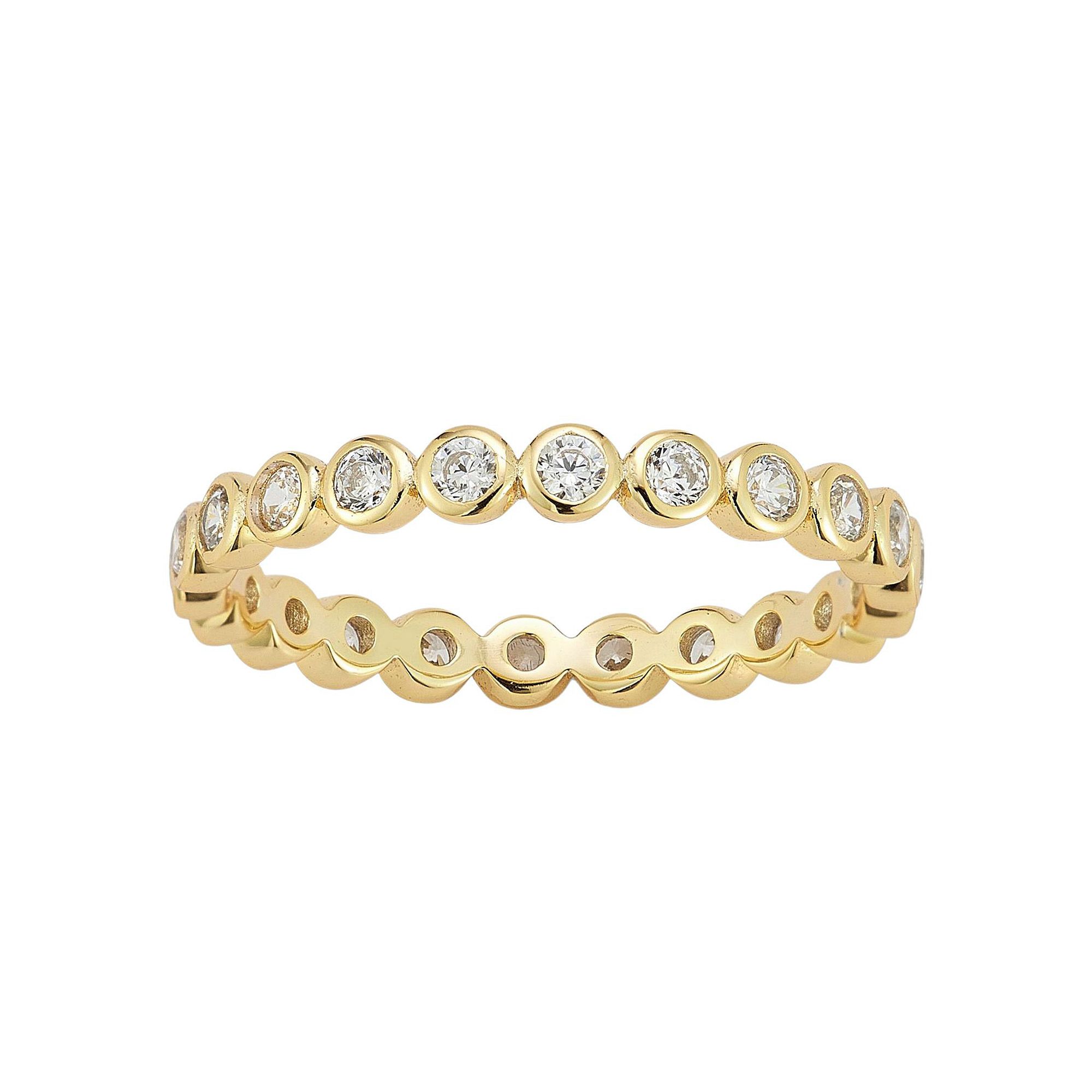 Sunkissed Sterling 14k Gold Over Silver Bezel Set Cubic Zirconia Ring, Wome