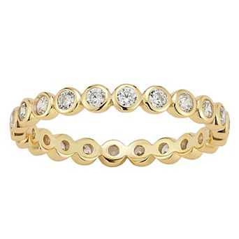 Sunkissed Sterling 14k Gold Over Silver Bezel Set Cubic Zirconia Ring