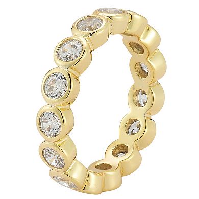 Sunkissed Sterling 14k Gold Over Silver Bezel Set Cubic Zirconia Ring