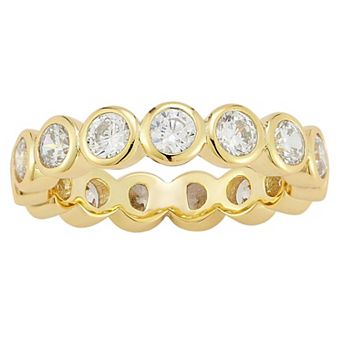 Sunkissed Sterling 14k Gold Over Silver Bezel Set Cubic Zirconia Ring