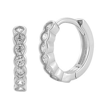 Sunkissed Sterling Sterling Silver Cubic Zirconia Bezel Huggie Earrings
