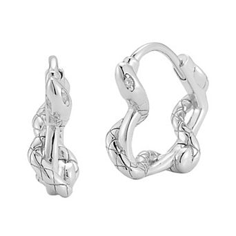 Sunkissed Sterling Sterling Silver Cubic Zirconia Twisty Snake Huggie Earrings
