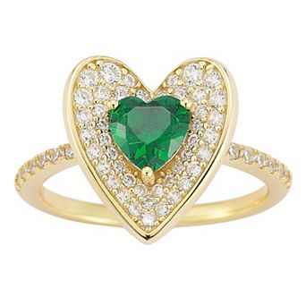 Sunkissed Sterling 14k Gold Over Silver Cubic Zirconia Heart Ring