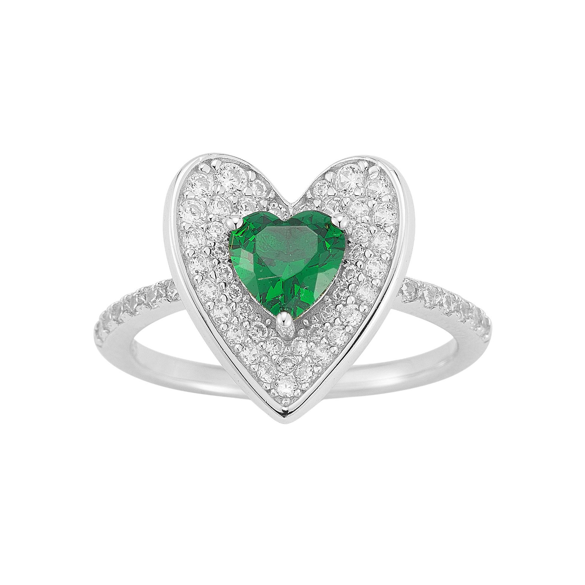 Sunkissed Sterling 14k Gold Over Silver Cubic Zirconia Heart Ring, Womens,