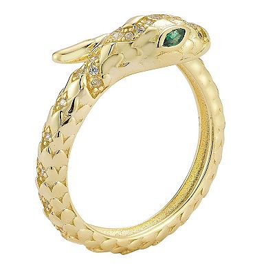 Sunkissed Sterling 14k Gold Over Silver Cubic Zirconia Snake Bypass Ring