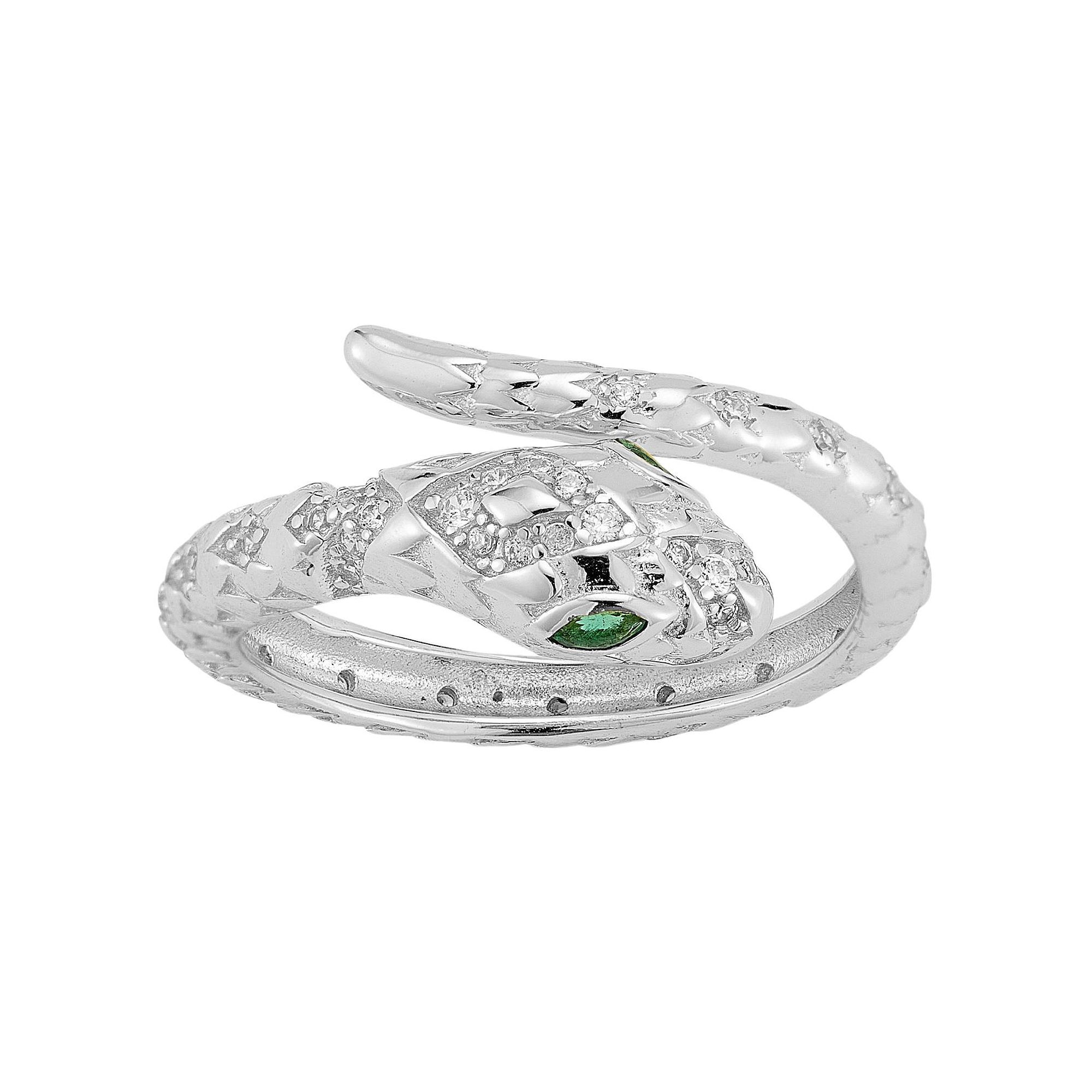 Sunkissed Sterling 14k Gold Over Silver Cubic Zirconia Snake Bypass Ring, W