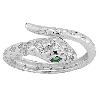 Sunkissed Sterling 14k Gold Over Silver Cubic Zirconia Snake Bypass Ring
