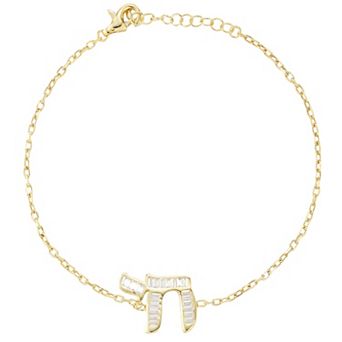 Sunkissed Sterling 14k Gold Over Silver Cubic Zirconia Chai Bracelet