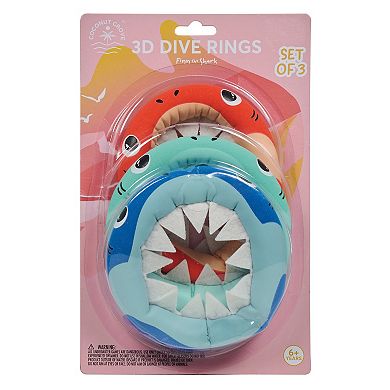 Coconut Grove Finn the Shark Set of 3 3D Dive Rings