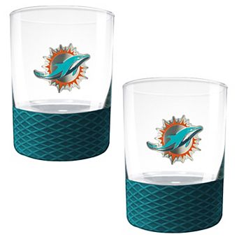 NFL Miami Dolphins 14-oz. 2 pc Commissioner Rocks Glass Set