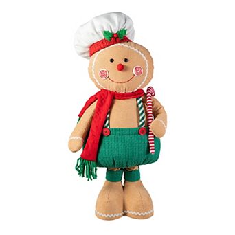 Glitzhome Telescoped Fabric Christmas Gingerbreadman Standing Decor