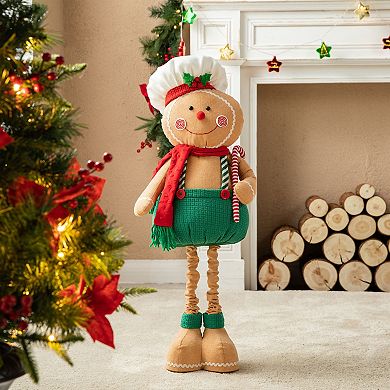Glitzhome Telescoped Fabric Christmas Gingerbreadman Standing Decor