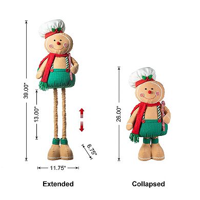 Glitzhome Telescoped Fabric Christmas Gingerbreadman Standing Decor